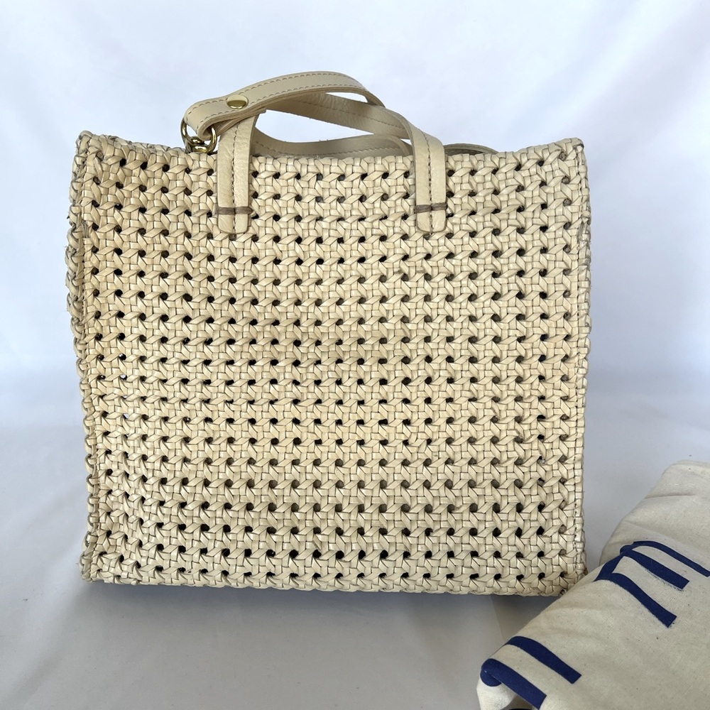 Clare V Rattan Petit Simple Tote, Cream